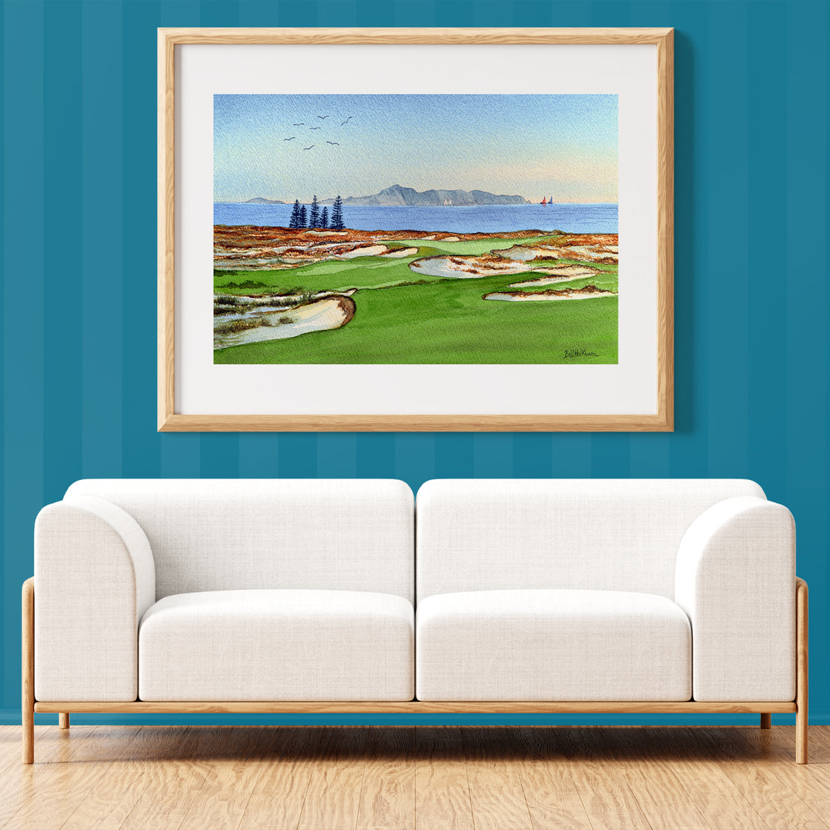 Unframed wall art painting of Tara Iti Golf Course New Zealand for home decor.