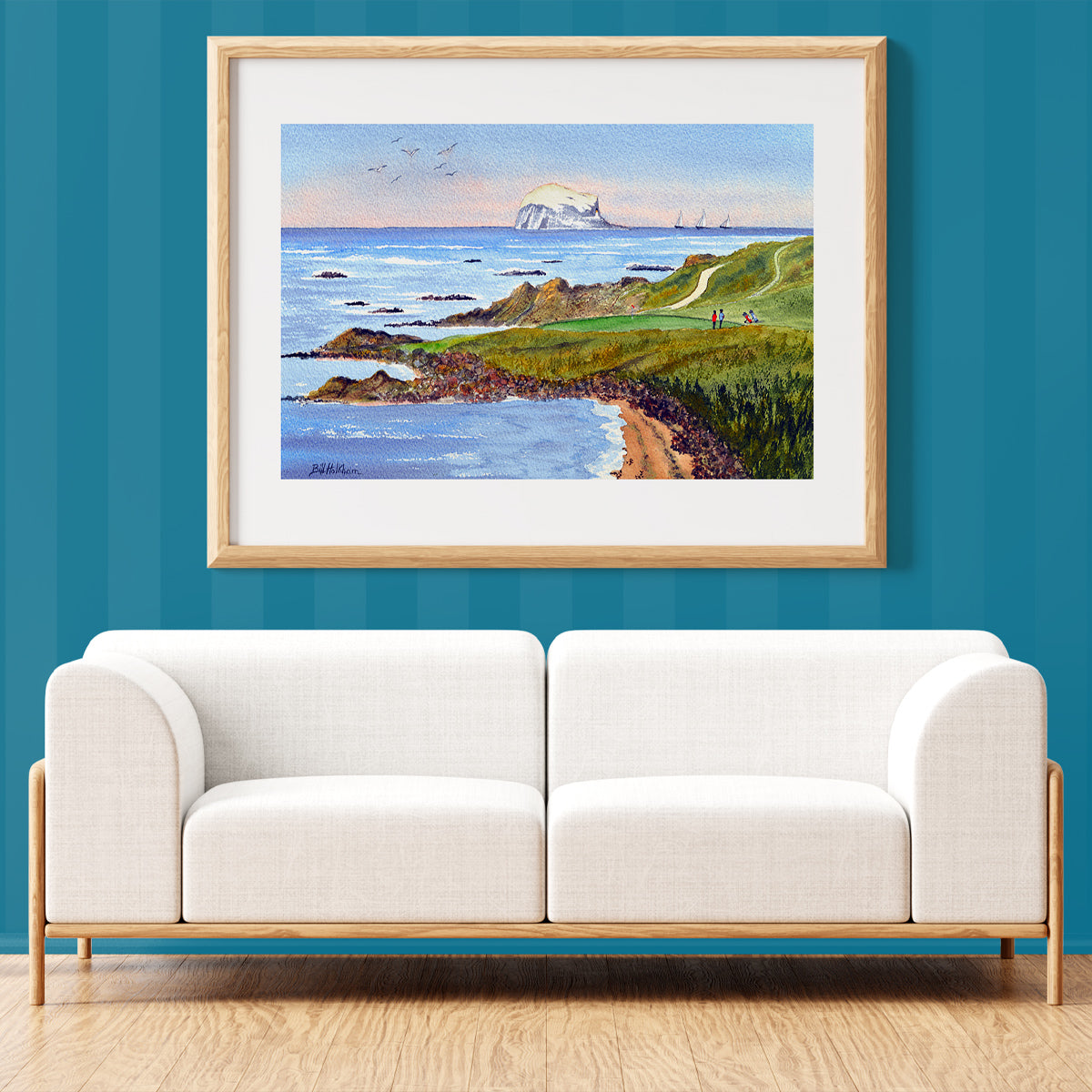 Unframed wall art painting of The Glen Golf Course North Berwick Scotland 13th hole for home decor.