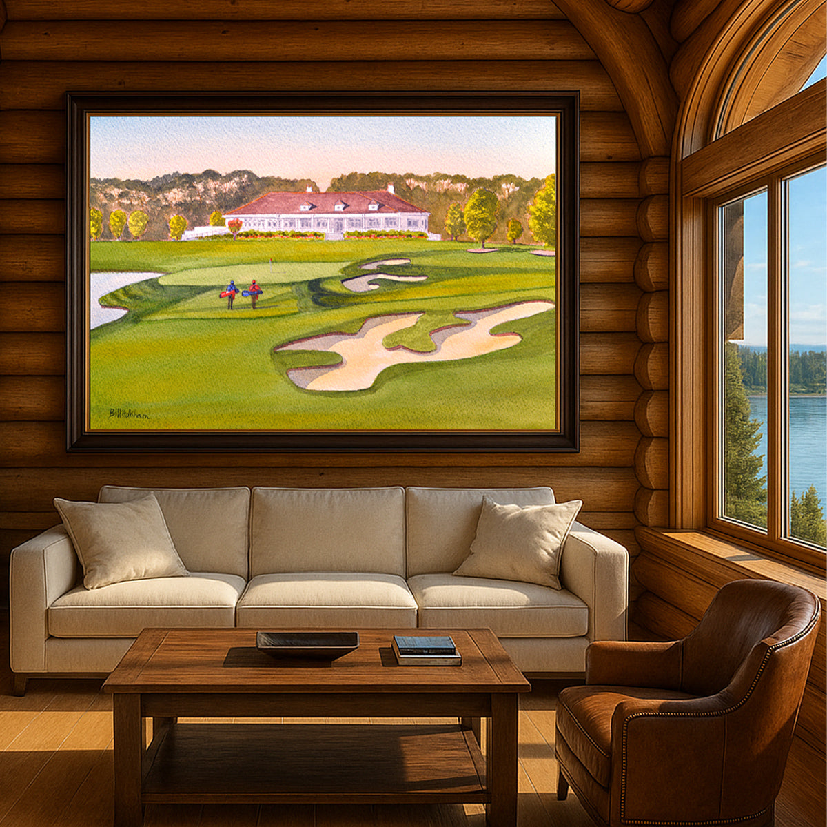 Scenic view of TPC Myrtle Beach Golf Course in unframed watercolor art style.