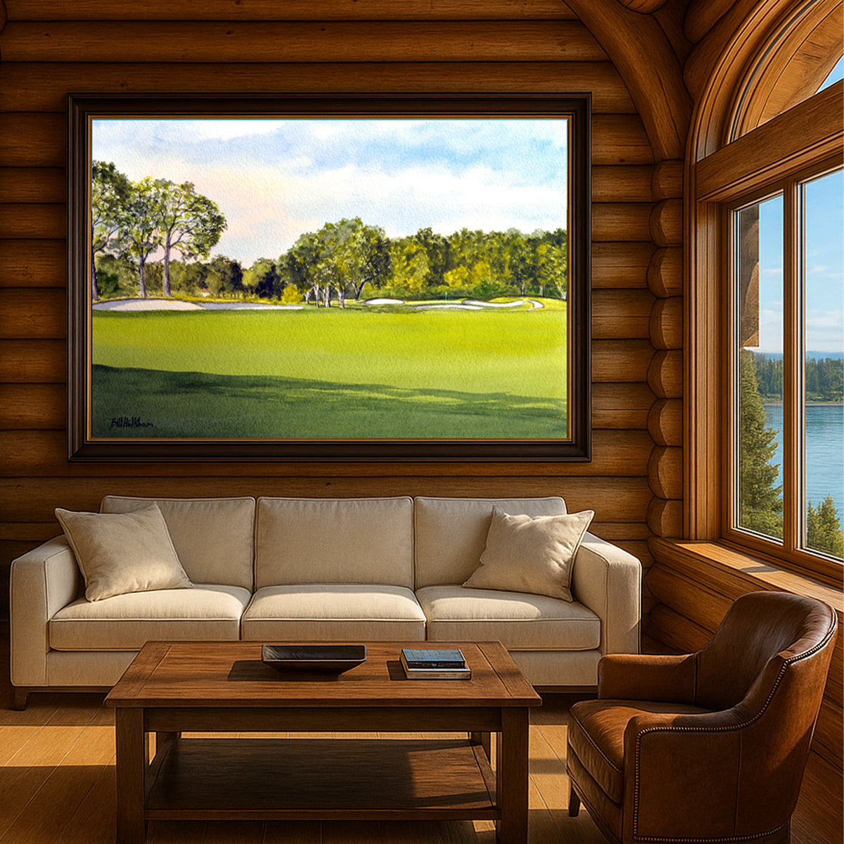 Unframed wall art painting of TPC Tampa Bay Golf Course for home decor.