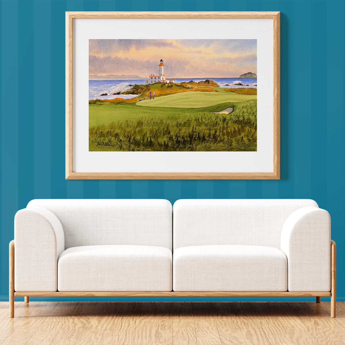 Unframed wall art painting of Turnberry Golf Course Scotland 9th Green for home decor.