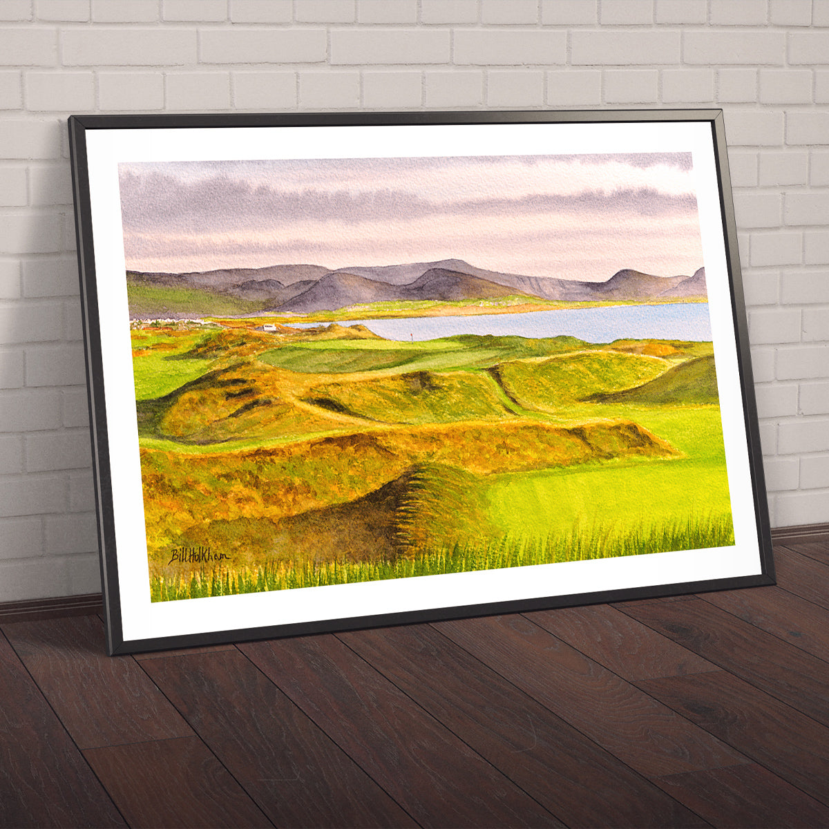 Watercolor art print of Waterville Links Golf Course Hole 17 County Kerry Ireland, unframed.