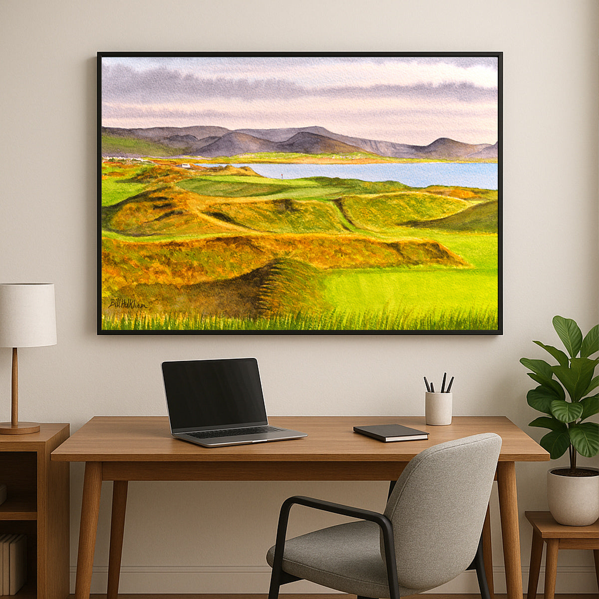 Perfect gift for golf lovers: Waterville Links Golf Course Hole 17 County Kerry Ireland watercolor print.