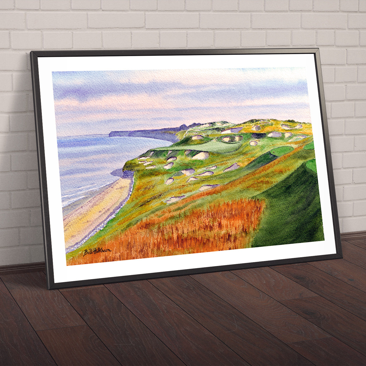 Watercolor art print of Whistling Straits Golf Course Hole 3, unframed.