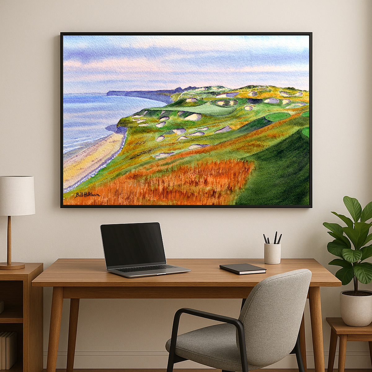 Perfect gift for golf lovers: Whistling Straits Golf Course Hole 3 watercolor print.