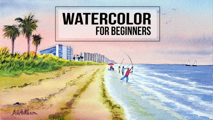 Watercolor Tutorial - How to Paint a Beach Landscape For Beginners