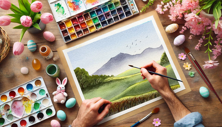 Watercolor Tutorial - How To Paint A Landscape And Sky in Springtime!