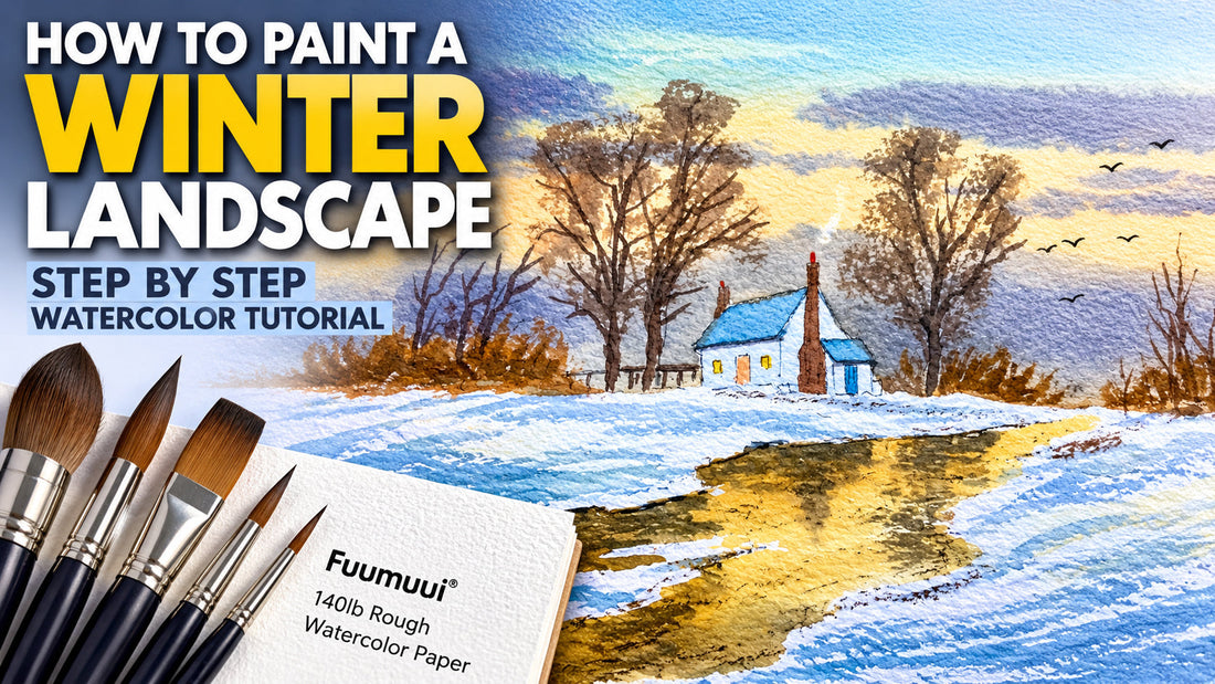 Winter Watercolor Landscape Tutorial for beginners
