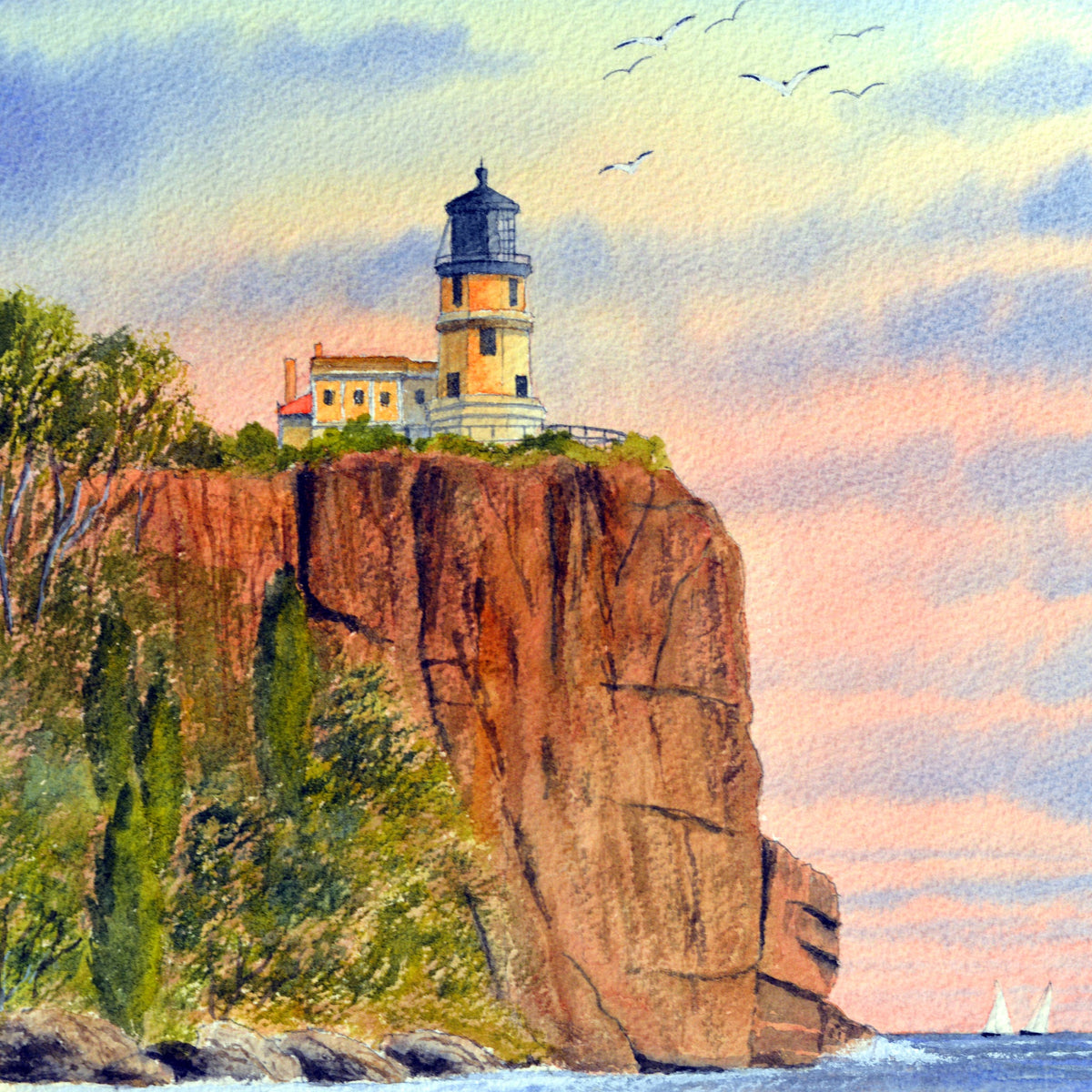 Lighthouse Wall Art Watercolor Art Prints of Coastal & Nautical Scenes ...