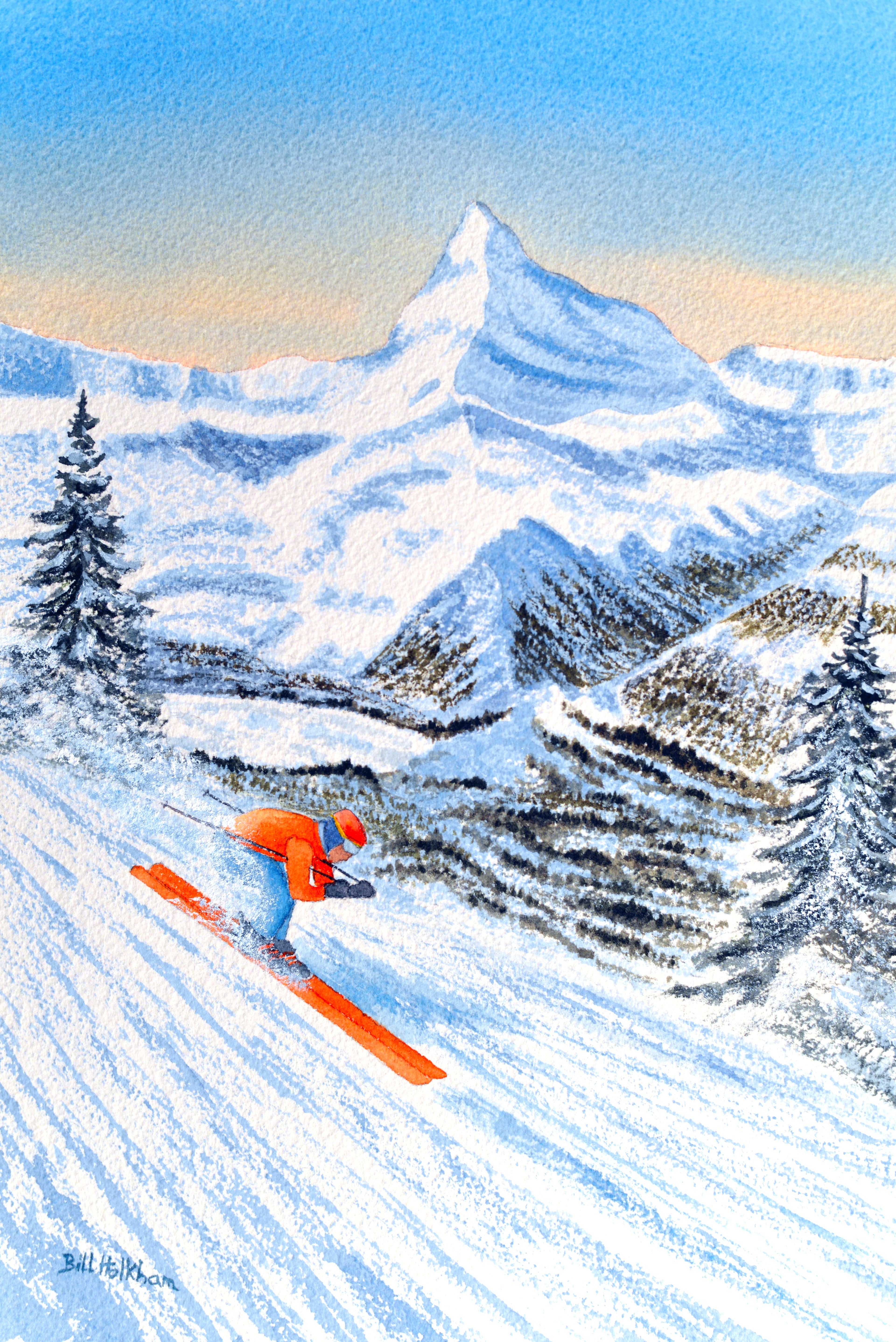 Watercolor Wall Art Prints of Adventure Activities Like Skiing Snowboarding and Fishing