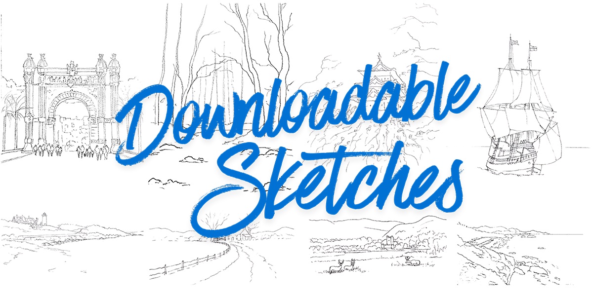 Downloadable watercolor sketches for beginners — traceable outlines included with every tutorial