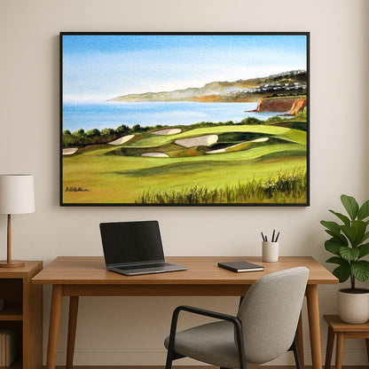 Perfect gift for golf lovers: The National Golf Course Los Angeles watercolor print.