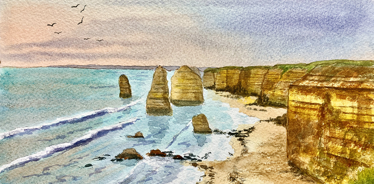 Step-by-step beginner watercolor tutorial by Bill Holkham