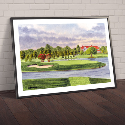 Watercolor art print of East Lake Golf Course Atlanta Georgia 15th Hole, unframed.