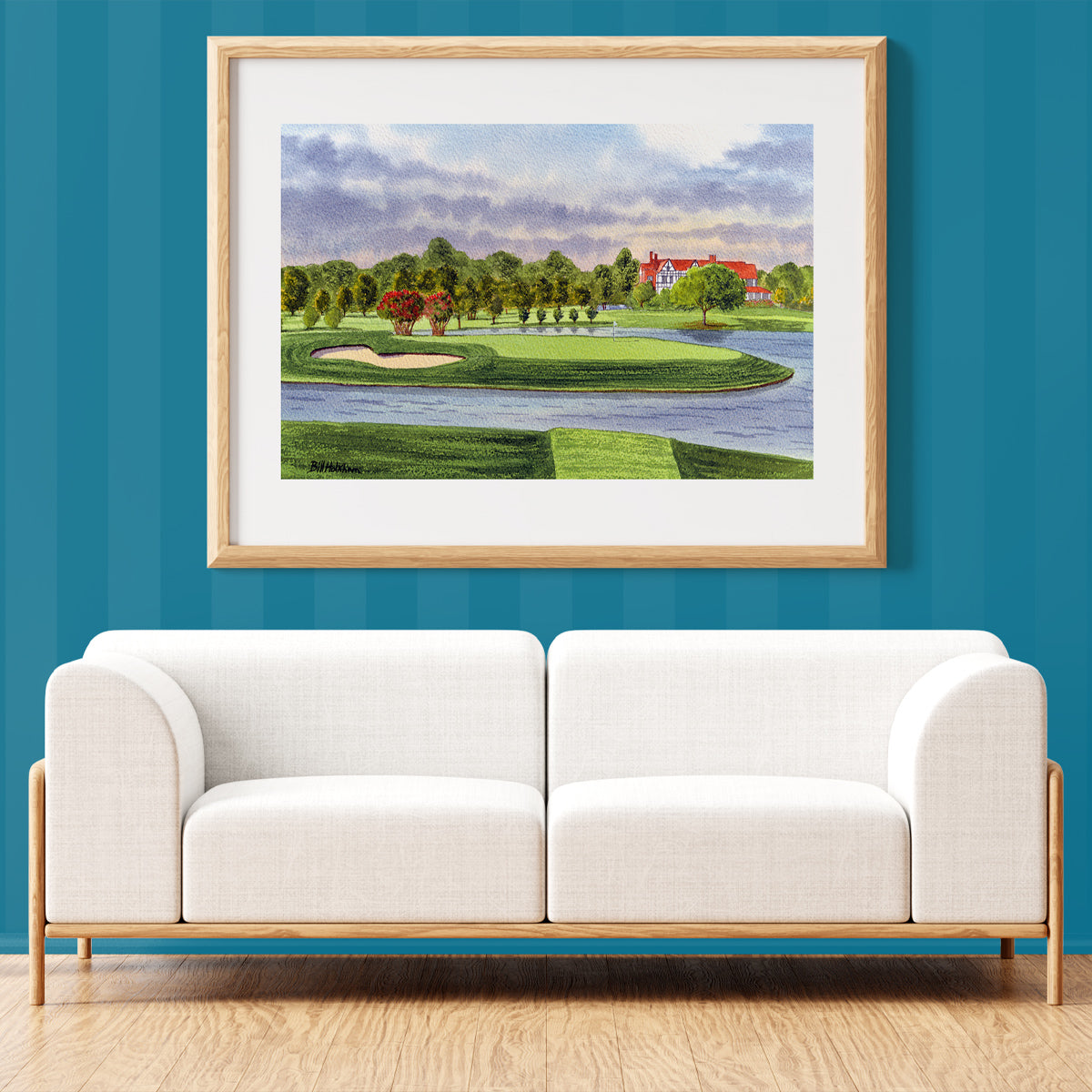 Unframed wall art painting of East Lake Golf Course Atlanta Georgia 15th Hole for home decor.