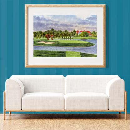 Unframed wall art painting of East Lake Golf Course Atlanta Georgia 15th Hole for home decor.