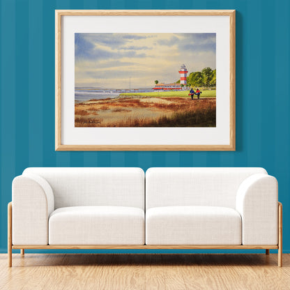 Unframed wall art painting of Harbor Town Golf Course for home decor.