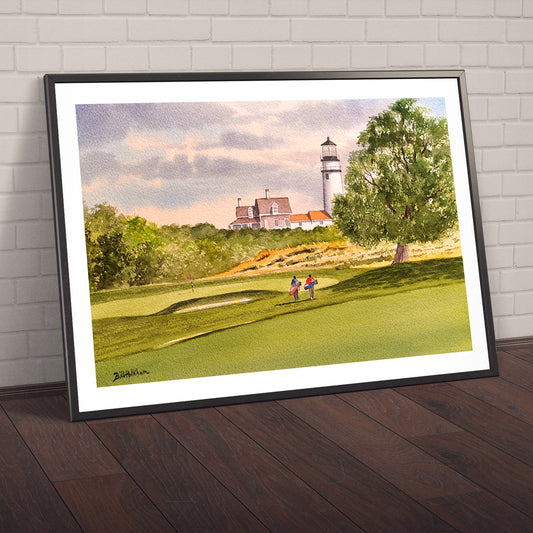Watercolor art print of Highland Links Golf Course Truro Cape Cod MA 9th Hole, unframed.
