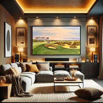 Golf-themed watercolor print of Kiawah Island Ocean Golf Course Painting for office or study.