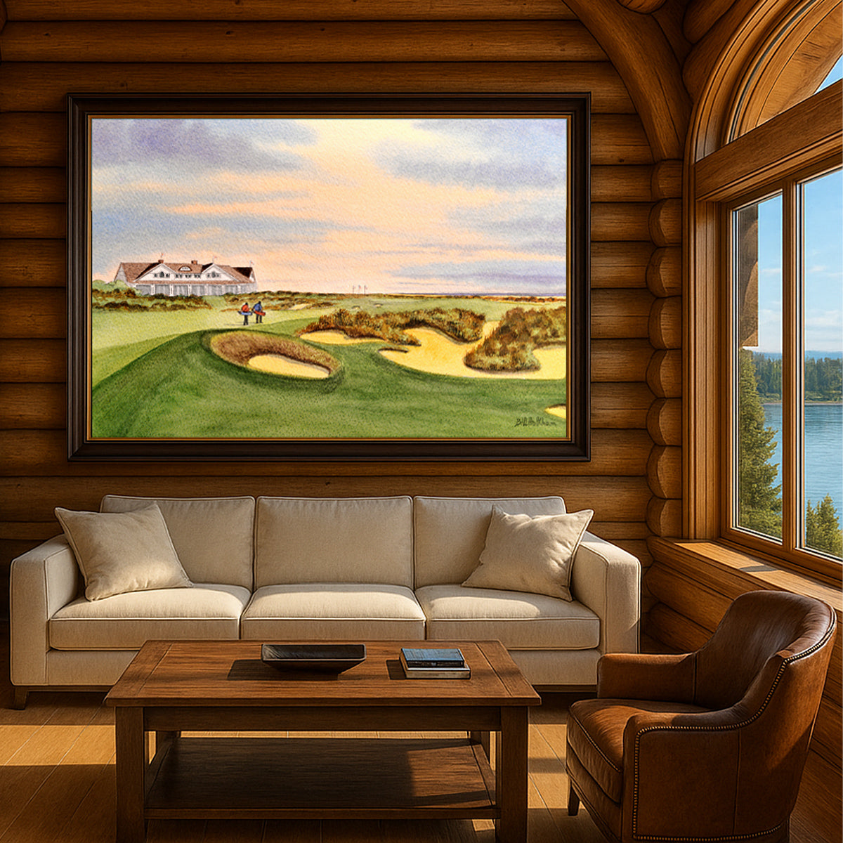 Scenic view of Kiawah Island Ocean Golf Course Painting in unframed watercolor art style.