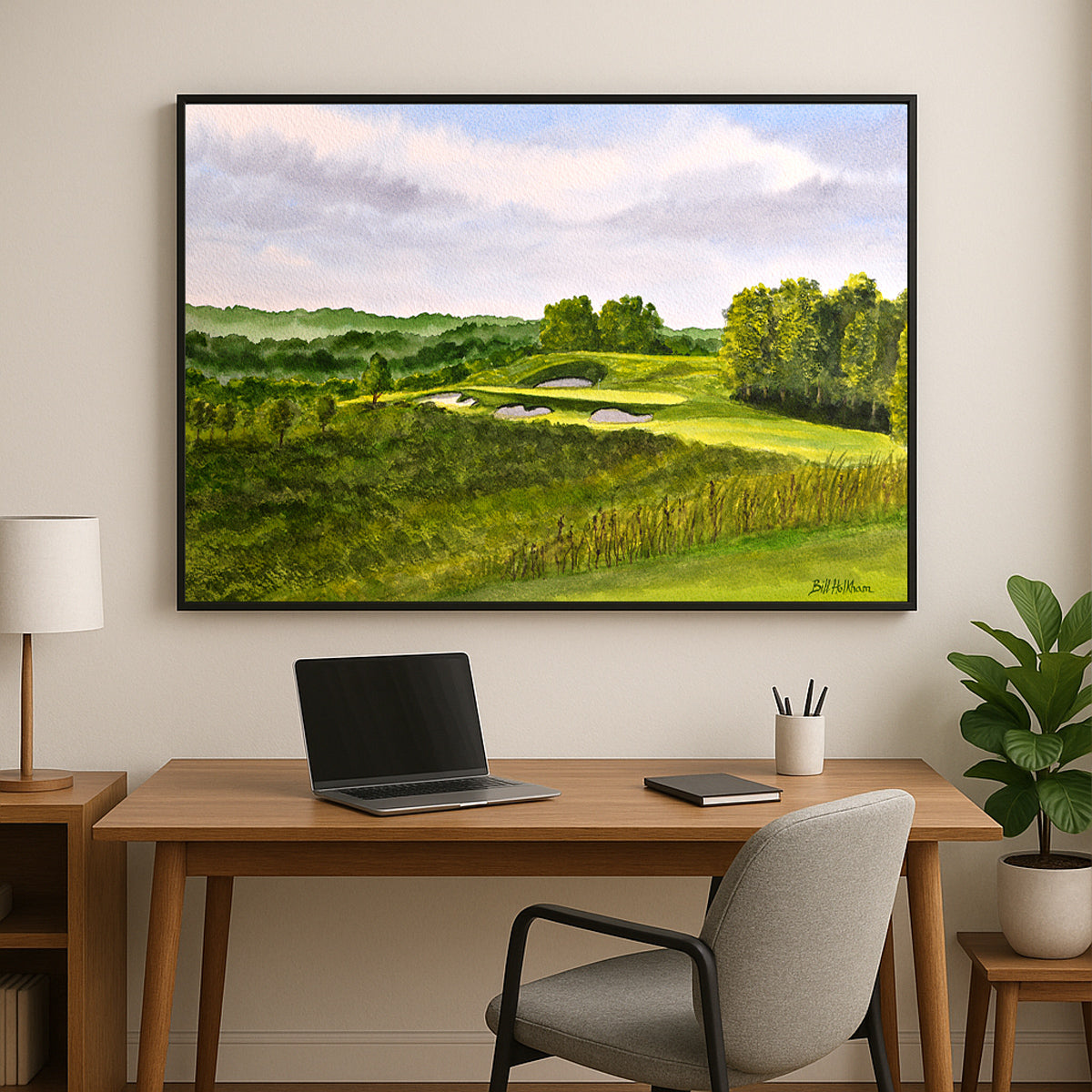 Perfect gift for golf lovers: Ozarks National Golf Course 8th Hole Missouri watercolor print.