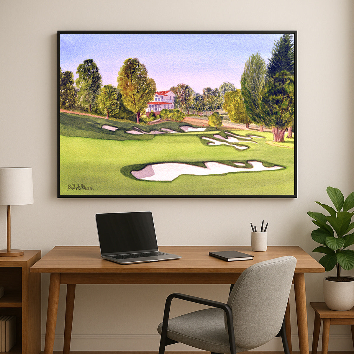 Perfect gift for golf lovers: Pasatiempo Golf Course Hole 3 Santa Cruz watercolor print.