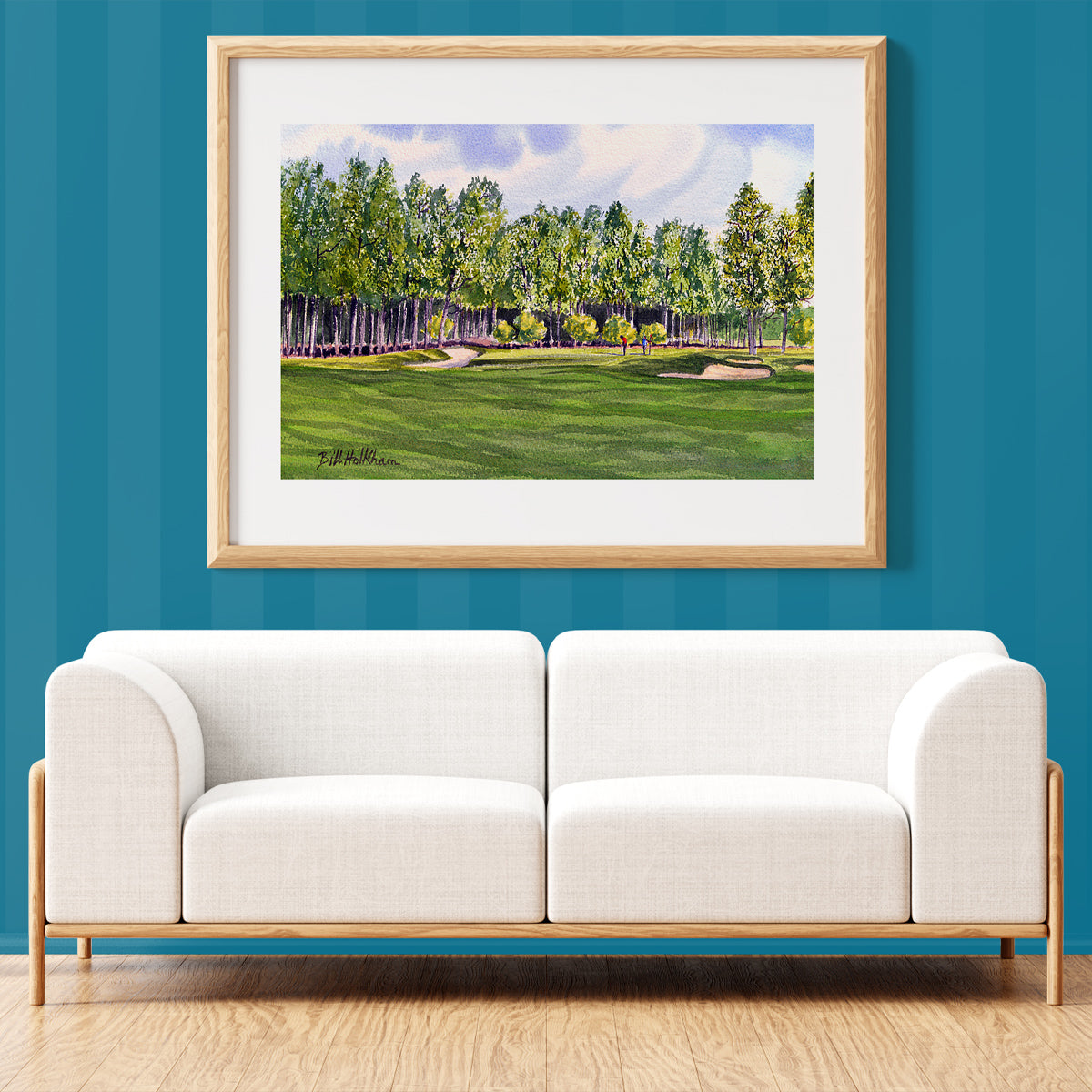Unframed wall art painting of 9. Pinehurst Golf Course 17th Hole for home decor.