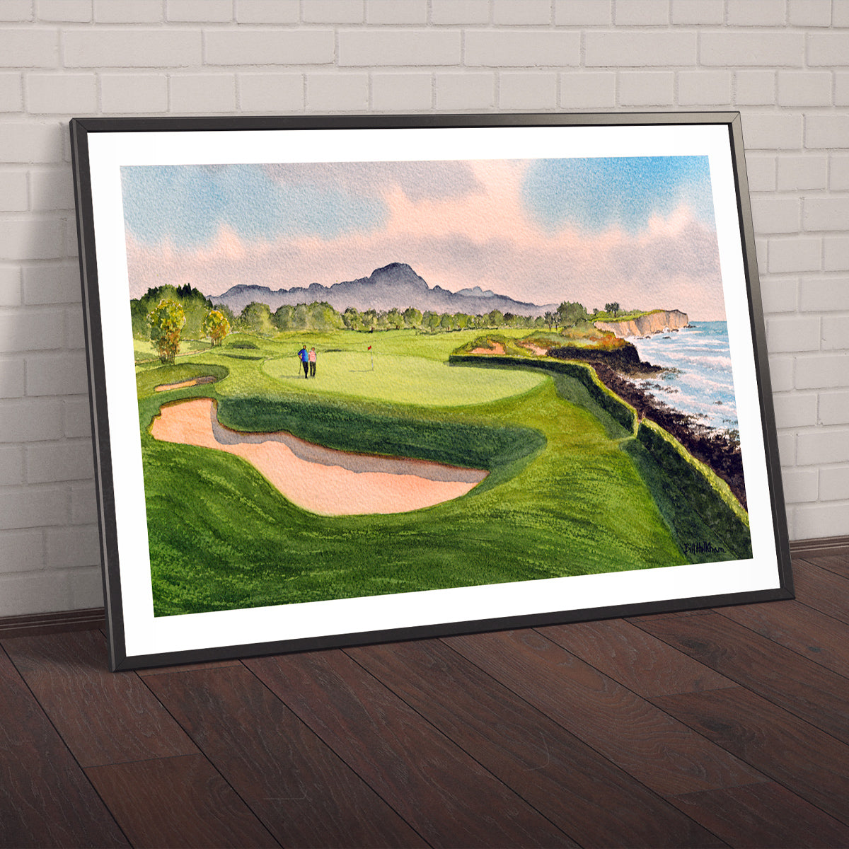 Watercolor art print of Poipu Golf Course Koloa Hawaii, unframed.