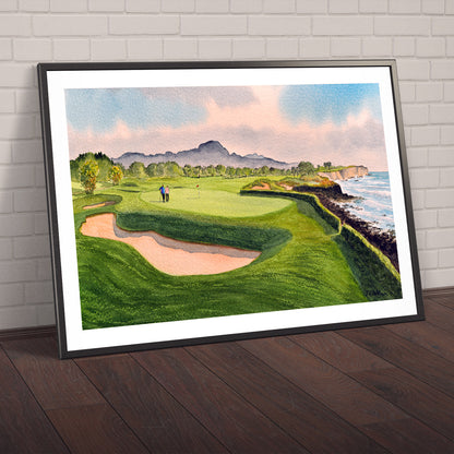 Watercolor art print of Poipu Golf Course Koloa Hawaii, unframed.