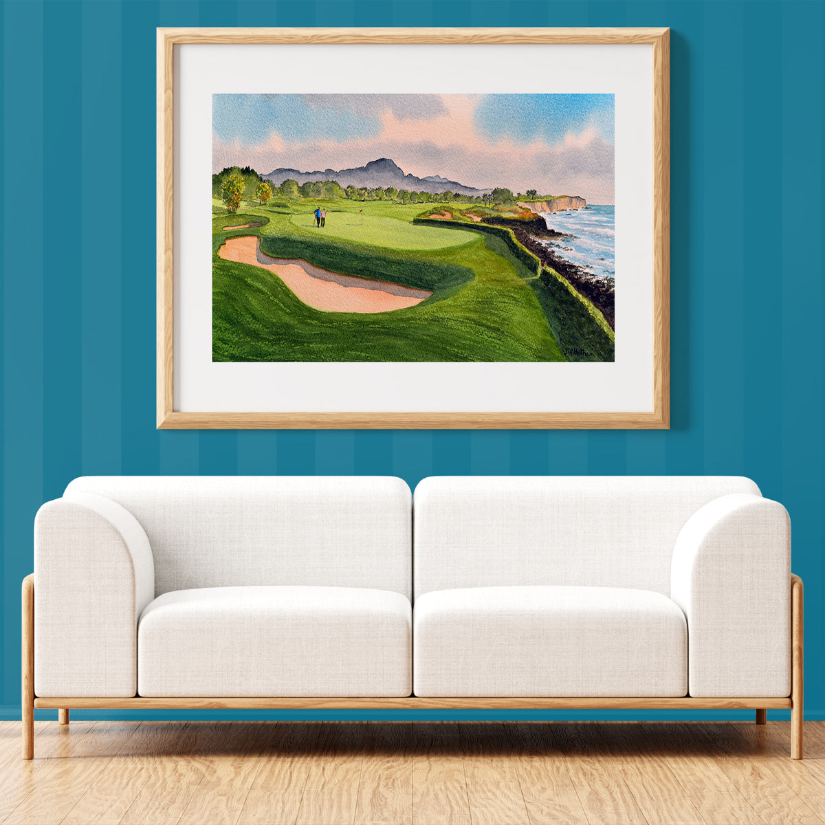 Unframed wall art painting of Poipu Golf Course Koloa Hawaii for home decor.