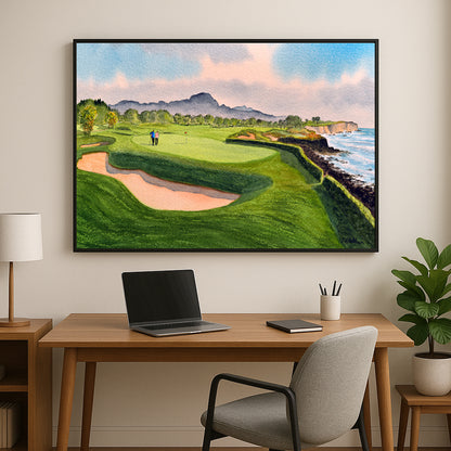 Perfect gift for golf lovers: Poipu Golf Course Koloa Hawaii watercolor print.