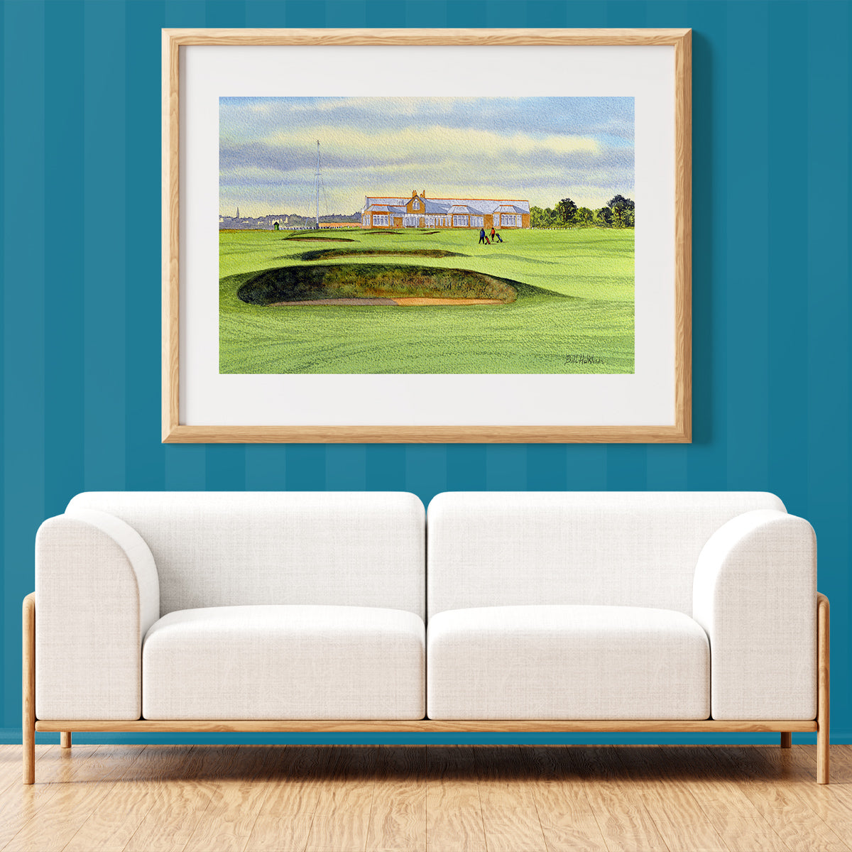 Unframed wall art painting of Royal Troon Golf Course 18th And Clubhouse for home decor.