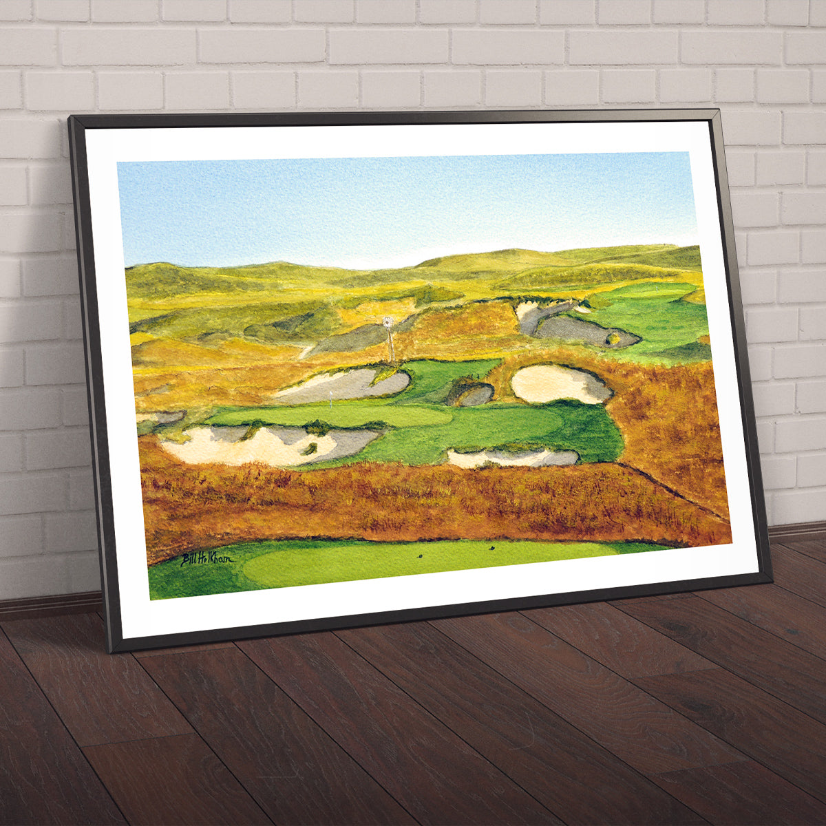 Watercolor art print of Sand Hills Golf Course Nebraska unframed.