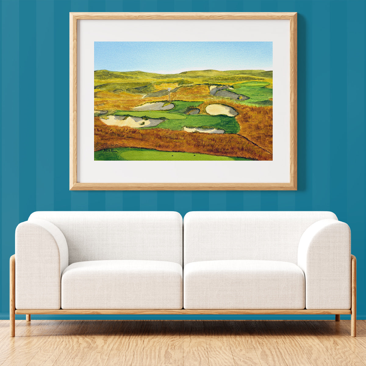 Unframed wall art painting of Sand Hills Golf Course Nebraska for home decor.