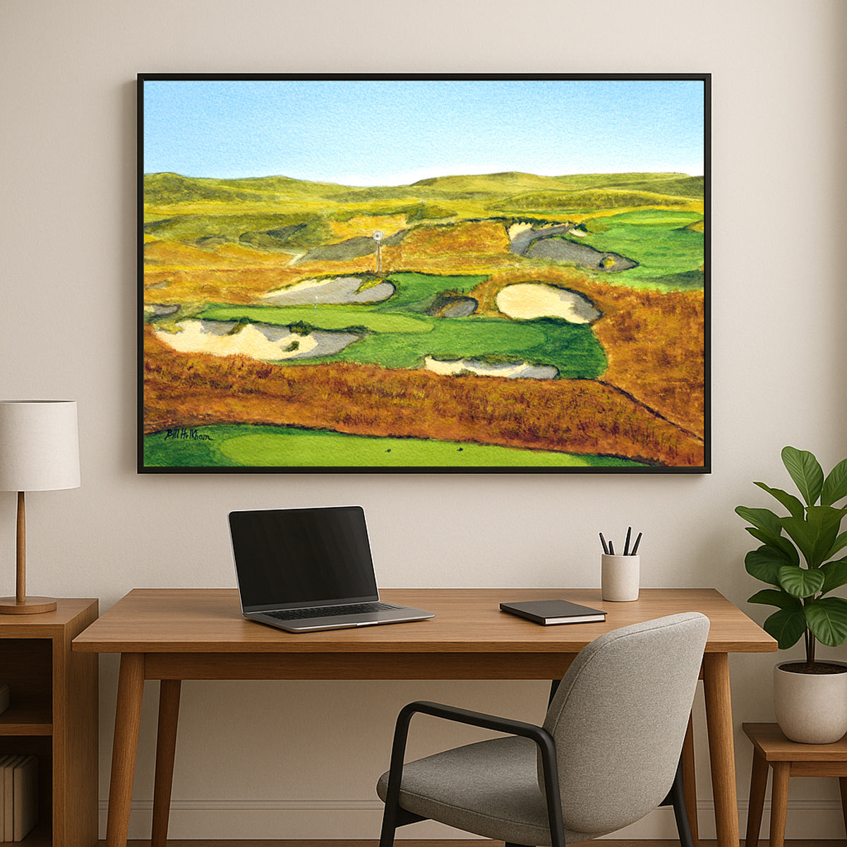 Perfect gift for golf lovers: Sand Hills Golf Course Nebraska watercolor print.