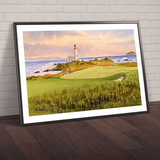 Watercolor art print of Turnberry Golf Course Scotland 9th Green, unframed.